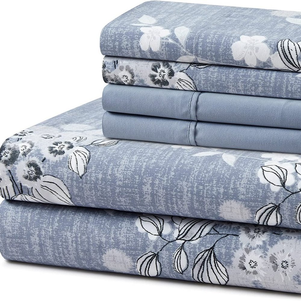 6PC Super Soft Sheet Wrinkle Free Deep Pocket 4 Pillowcases 1 Flat 1 Fitted